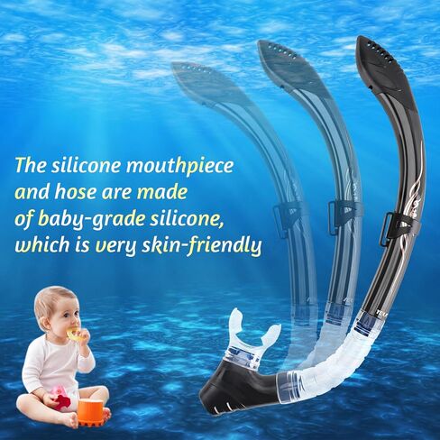 YUEX MER Diving Snorkel Premium Puality Roll Up Snorkel مع منظم مدمج وحقيبة شبكية محمولة للغوص وصيد الأسماك بالرمح والغوص الحر والغطس in Kuwait