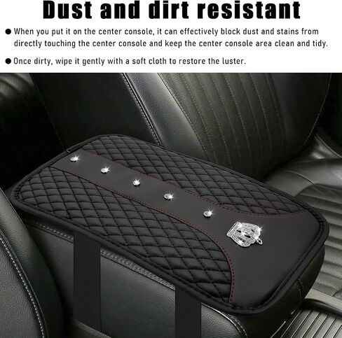 Bling Crown Car Center Console Mats, Anti-Slip and Waterproof Crystal Car Armrest Pad Protector, Universal Rustproof Armrest Decor Cushion for Cars & SUVs, Car Accessories (Pink) in Saudi Arabia