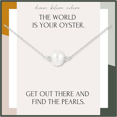 HOPE LOVE SHINE The World is Your Oyster Pearl Necklace Graduation Gifts for Her Inspirational Jewelry for Women in Kuwait