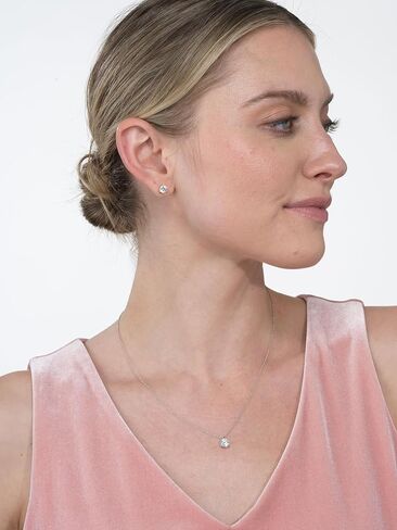 IGI Certified 1 Carat Lab Grown Diamond Round Solitaire Pendant Necklace for Women - 14k White Gold Necklace (I-J, VS1-VS2, 1.00 cttw) - 3-Prong Martini - 18 Inch Chain in Kuwait