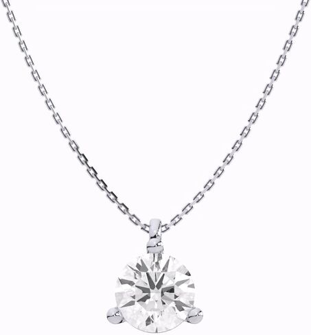 IGI Certified 1 Carat Lab Grown Diamond Round Solitaire Pendant Necklace for Women - 14k White Gold Necklace (I-J, VS1-VS2, 1.00 cttw) - 3-Prong Martini - 18 Inch Chain in Kuwait