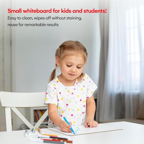 12 Small Dry Erase Board for Kids - White Board for Kids, Students and Teachers | Durable, Portable Kids Mini Whiteboard | Double Sided Small White Boards | Lined and Plain, 9"x12" in Kuwait