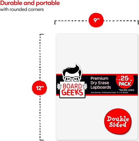 12 Small Dry Erase Board for Kids - White Board for Kids, Students and Teachers | Durable, Portable Kids Mini Whiteboard | Double Sided Small White Boards | Lined and Plain, 9"x12" in Kuwait