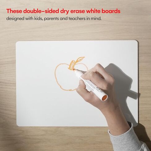 12 Small Dry Erase Board for Kids - White Board for Kids, Students and Teachers | Durable, Portable Kids Mini Whiteboard | Double Sided Small White Boards | Lined and Plain, 9"x12" in Kuwait