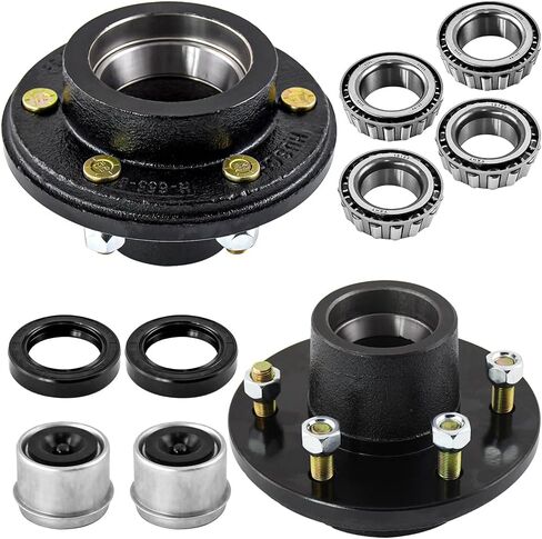 Trailer Idler Hub Hub Kit 6 on 5.5 "لـ 5200 إلى 6000 رطل 1-3/4" محور المقطورة ، محور المقطورة 6 مثبتة مسبقًا مع سباق المحمل ، تشمل 15123 مجموعات ، 2 مجموعات in Kuwait