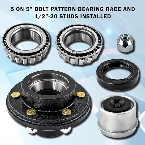 Trailer Idler Hub Hub Kit 6 on 5.5 "لـ 5200 إلى 6000 رطل 1-3/4" محور المقطورة ، محور المقطورة 6 مثبتة مسبقًا مع سباق المحمل ، تشمل 15123 مجموعات ، 2 مجموعات in Kuwait