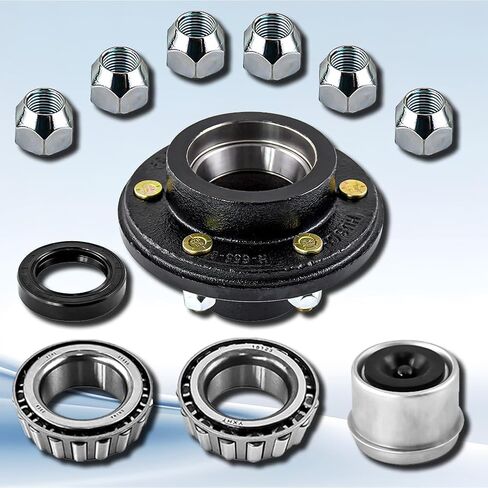 Trailer Idler Hub Hub Kit 6 on 5.5 "لـ 5200 إلى 6000 رطل 1-3/4" محور المقطورة ، محور المقطورة 6 مثبتة مسبقًا مع سباق المحمل ، تشمل 15123 مجموعات ، 2 مجموعات in Kuwait