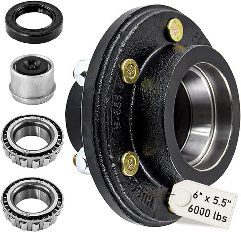6 on 5.5 Trailer Idler Hub Kit for 5200 to 6000 lbs Trailer Axle #42 with 15123 Bearing Kit and Cone Wheel Nuts 1/2" - 20 Thread, 6 Lug Trailer Hub in Saudi Arabia