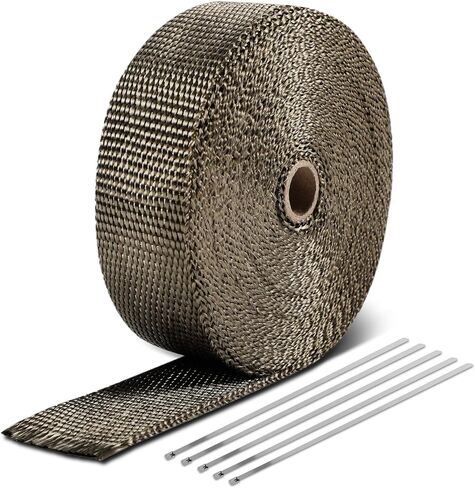 DNA MOTORING 2" x 50' Exhaust Header Wrap Heat Wrap for exhaust pipes, Exhaust Tape Pipe Heat Tape for Motorcycle Fiberglass Heat Shield Tape with 5pcs Stainless Ties, 1 Roll, WRAP-50-ZIP-TT-1P in Saudi Arabia