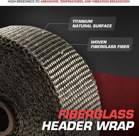 DNA MOTORING 2" x 50' Exhaust Header Wrap Heat Wrap for exhaust pipes, Exhaust Tape Pipe Heat Tape for Motorcycle Fiberglass Heat Shield Tape with 5pcs Stainless Ties, 1 Roll, WRAP-50-ZIP-TT-1P in Saudi Arabia