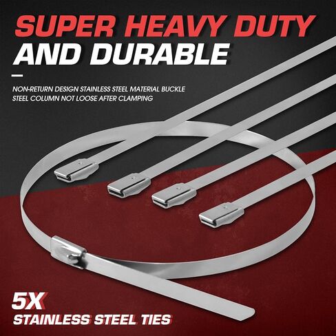 DNA MOTORING 2" x 50' Exhaust Header Wrap Heat Wrap for exhaust pipes, Exhaust Tape Pipe Heat Tape for Motorcycle Fiberglass Heat Shield Tape with 5pcs Stainless Ties, 1 Roll, WRAP-50-ZIP-TT-1P in Saudi Arabia
