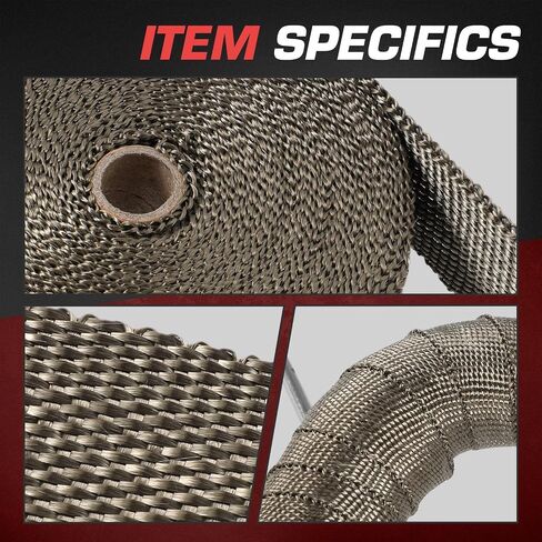 DNA MOTORING 2" x 50' Exhaust Header Wrap Heat Wrap for exhaust pipes, Exhaust Tape Pipe Heat Tape for Motorcycle Fiberglass Heat Shield Tape with 5pcs Stainless Ties, 1 Roll, WRAP-50-ZIP-TT-1P in Saudi Arabia