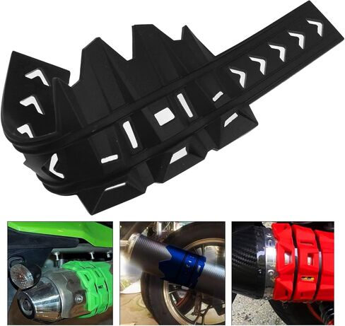 Motorcycle Universal Exhaust Heat Shield Cover Muffler Pipe Guard Leg Anti Hot Silencer Guard Anti-scalding Protector Ring For Muffler Tailpipe（Black） in Saudi Arabia