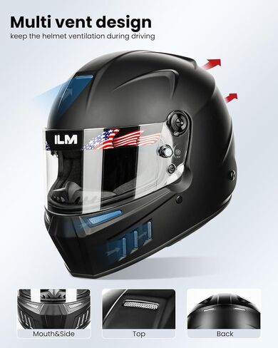 ILM SNELL SA2020 معتمدة من خوذات السباق التلقائي الموديل 890 (XL ، MatteBlack) وسماعات الرأس بلوتوث مع نظام HI-FI in Kuwait
