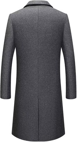 FTIMILD FTIMILD MENS WOOL BLEND COAT Notch Label Single Breaded Long Trench Coat Winter Winter Over in Kuwait