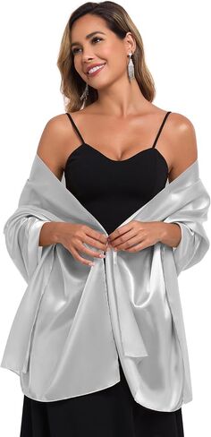 Shawls and Wraps for Evening Dresses Satin Women Long Scarf Wedding Guest Shawl in Kuwait
