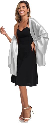 Shawls and Wraps for Evening Dresses Satin Women Long Scarf Wedding Guest Shawl in Kuwait