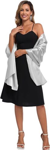 Shawls and Wraps for Evening Dresses Satin Women Long Scarf Wedding Guest Shawl in Kuwait