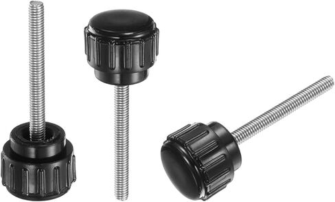 uxcell 20pcs M5 x 45mm Male Thread Knurled Knobs, Thumb Screws Clamping Knobs Grip 25mm Plastic Round Head Hand Knobs Thumbscrews, Black in Kuwait