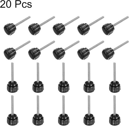 uxcell 20pcs M5 x 45mm Male Thread Knurled Knobs, Thumb Screws Clamping Knobs Grip 25mm Plastic Round Head Hand Knobs Thumbscrews, Black in Kuwait