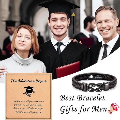 Leyung 2025 Graduation Gifts for Him Boys Men, College High School Senior Masters Degree PHD 8th Grade Graduation Bracelet Decorations Gifts for Grandson Son Nephew Brother in Saudi Arabia