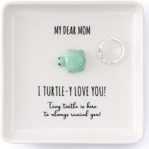 HOME SMILE Turtle Jewelry Dish Tray-Mom Gifts from Daughter Son,Birthday for Mom Mother Mama Presents,I Turtley Love You Gifts in Kuwait