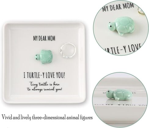 HOME SMILE Turtle Jewelry Dish Tray-Mom Gifts from Daughter Son,Birthday for Mom Mother Mama Presents,I Turtley Love You Gifts in Kuwait