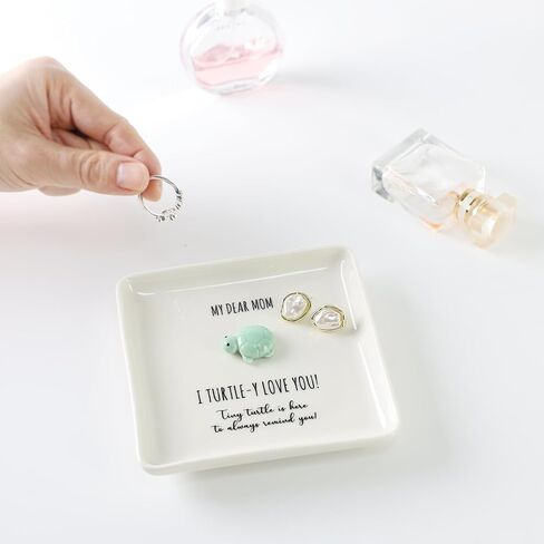 HOME SMILE Turtle Jewelry Dish Tray-Mom Gifts from Daughter Son,Birthday for Mom Mother Mama Presents,I Turtley Love You Gifts in Kuwait