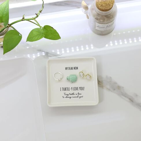 HOME SMILE Turtle Jewelry Dish Tray-Mom Gifts from Daughter Son,Birthday for Mom Mother Mama Presents,I Turtley Love You Gifts in Kuwait
