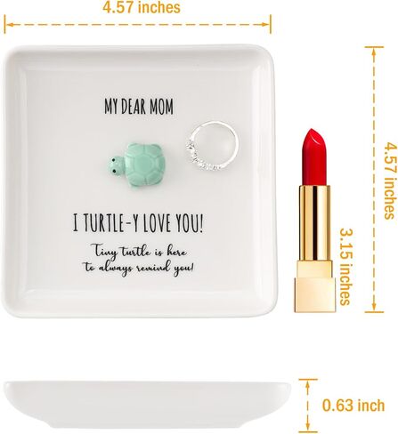HOME SMILE Turtle Jewelry Dish Tray-Mom Gifts from Daughter Son,Birthday for Mom Mother Mama Presents,I Turtley Love You Gifts in Kuwait