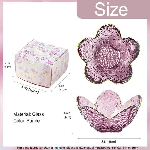 Purple Flower Jewelry Dish Glass Ring Dish Jewelry Tray Cute Vanity Organiser Room Decor Aesthetic Nightstand Bathroom Decor Trinket Dish Ring Holder Dish Jewellery Tray Valentine's Gifts for Women in Kuwait