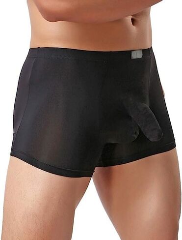 Men's Sexy Elephant Trunk Translucent Briefs Ice Silk U Bulge Underwear in Kuwait