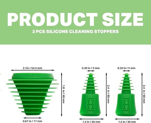 HEMPER Tech Universal Cleaning Plugs+Caps for Cleaning, Storage, and Odor Proofing Glass Water Pipes/Rigs and More - (Black) in Saudi Arabia