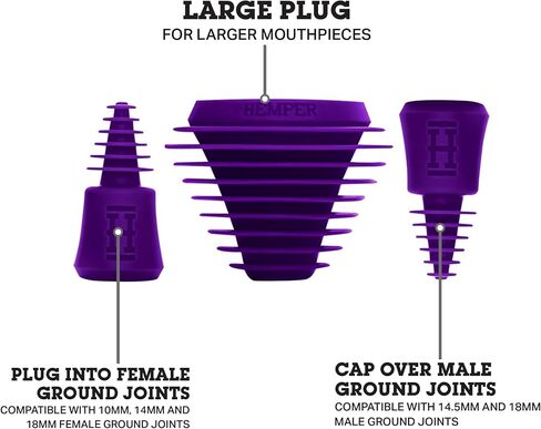 HEMPER Tech Universal Cleaning Plugs+Caps for Cleaning, Storage, and Odor Proofing Glass Water Pipes/Rigs and More - (Black) in Saudi Arabia