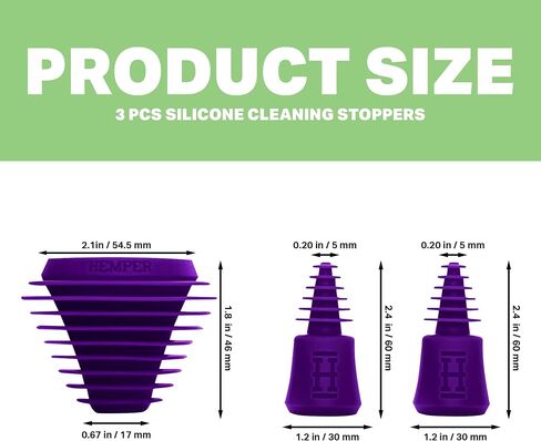 HEMPER Tech Universal Cleaning Plugs+Caps for Cleaning, Storage, and Odor Proofing Glass Water Pipes/Rigs and More - (Black) in Saudi Arabia