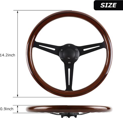 14'' 6-Bolt Wood Grain Racing Steering Wheel Vintage Nostalgic Style Car Steering Wheel with Horn Buttons in Saudi Arabia