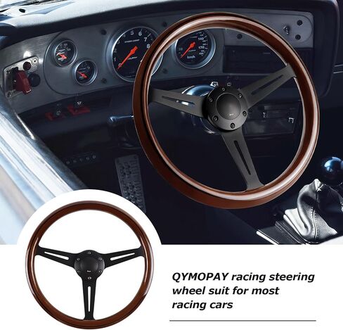 14'' 6-Bolt Wood Grain Racing Steering Wheel Vintage Nostalgic Style Car Steering Wheel with Horn Buttons in Saudi Arabia