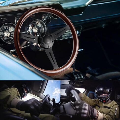 14'' 6-Bolt Wood Grain Racing Steering Wheel Vintage Nostalgic Style Car Steering Wheel with Horn Buttons in Saudi Arabia