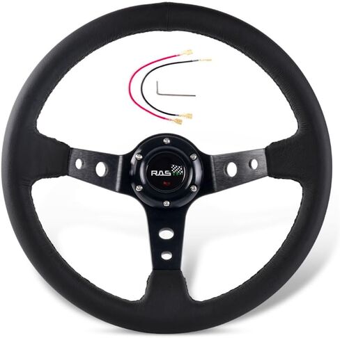 عجلة قيادة Rastp Racing ، 12.6 "/320 مم جلدية حقيقية 6 عجلة القيادة مع زر القرن ، النمط ج in Kuwait