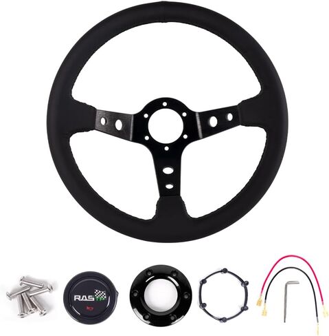 عجلة قيادة Rastp Racing ، 12.6 "/320 مم جلدية حقيقية 6 عجلة القيادة مع زر القرن ، النمط ج in Kuwait