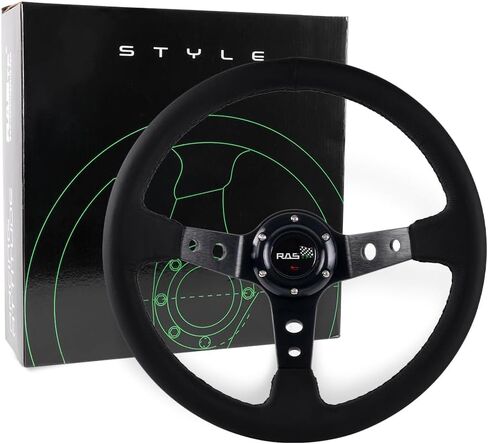 عجلة قيادة Rastp Racing ، 12.6 "/320 مم جلدية حقيقية 6 عجلة القيادة مع زر القرن ، النمط ج in Kuwait