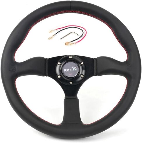 عجلة قيادة Rastp Racing ، 12.6 "/320 مم جلدية حقيقية 6 عجلة القيادة مع زر القرن ، النمط ج in Kuwait
