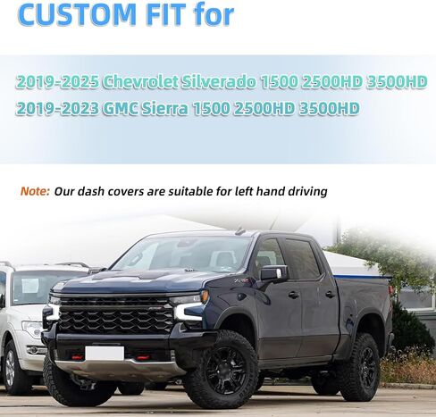 غلاف Dash Cover Dashboard Mat Fit for 2019-2022 2023 2024 2025 Chey Chevrolet Silverado 1500 2500HD 3500HD ، 2019-2023 GMC SIERA in Kuwait