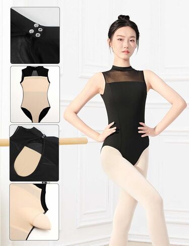 Ballet Leotard for Women Sleeveless Turtleneck Teen Girl Ballerina Gymnastics Leotards in Kuwait