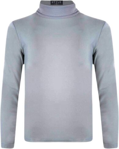 Girls Turtleneck Long Sleeve Plain Basic Top Kids Boys Jersey Polo Tops 2-14 Yrs in Kuwait