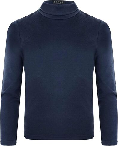 Girls Turtleneck Long Sleeve Plain Basic Top Kids Boys Jersey Polo Tops 2-14 Yrs in Kuwait