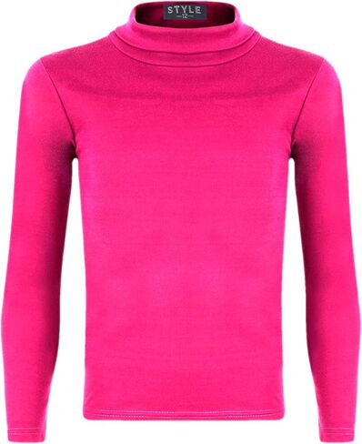 Girls Turtleneck Long Sleeve Plain Basic Top Kids Boys Jersey Polo Tops 2-14 Yrs in Kuwait