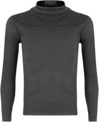 Girls Turtleneck Long Sleeve Plain Basic Top Kids Boys Jersey Polo Tops 2-14 Yrs in Kuwait