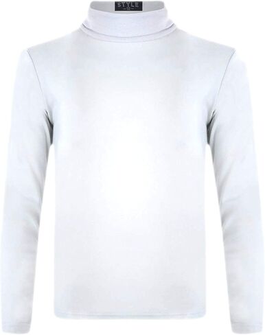 Girls Turtleneck Long Sleeve Plain Basic Top Kids Boys Jersey Polo Tops 2-14 Yrs in Kuwait