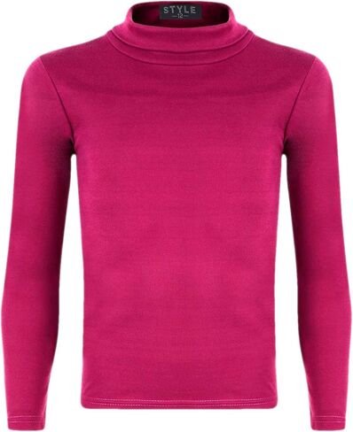 Girls Turtleneck Long Sleeve Plain Basic Top Kids Boys Jersey Polo Tops 2-14 Yrs in Kuwait
